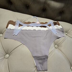 Danskin Intimates Underwear Panties Soft No Shows Thong Trio - Brown Cream Tan L